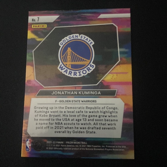 Jonathan Kuminga(rookie) 2021-22 panini prizm basketball #7 - Picture 2 of 2